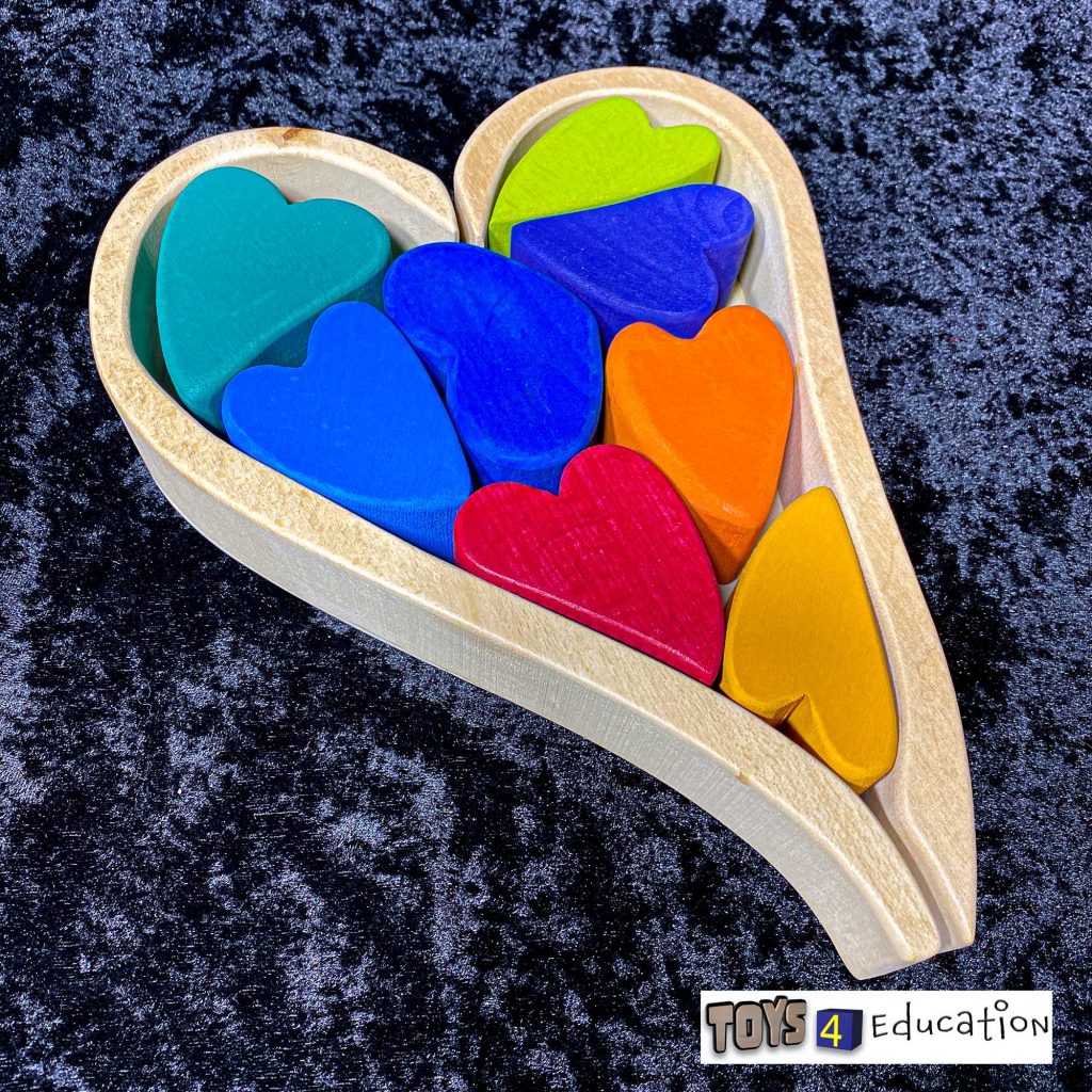 Wooden Rainbow Stacking Hearts